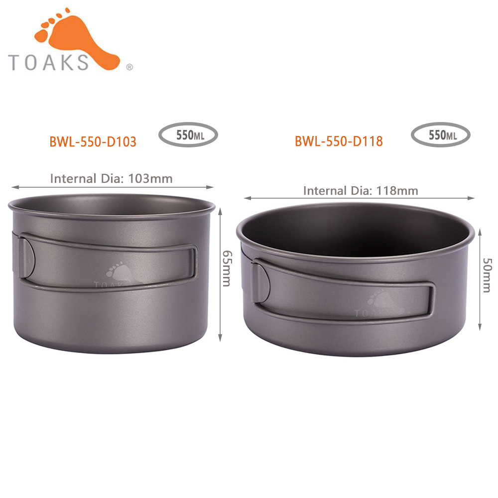 Mess Kit Titanium - Toaks BWL-550 Camping Titanium Kom Met