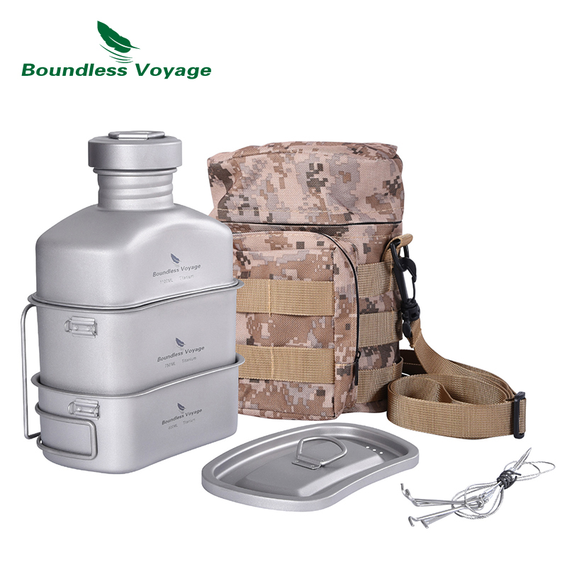 Mess Kit Titanium - Grenzeloze Voyage Outdoor Militaire Kantine Fles
