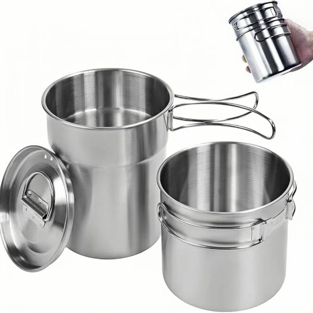 Camping Outdoor Cooking Set - Opvouwbare campingbekers, campingpotten, kookgerei, 304-voedselveilige outdoor
