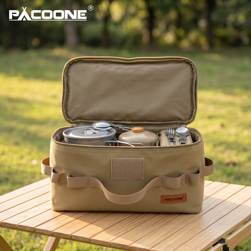 Camping Outdoor Cooking Set - PACOONE Draagbare camping-opbergtas Multifunctionele gasfleshouder met