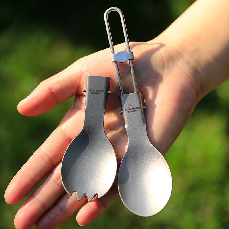 Mess Kit Titanium - Tiartisan Titanium Lepel Spork Ultralicht draagbaar