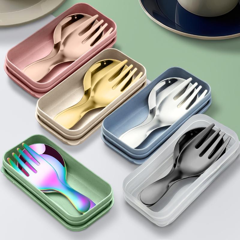 Camping Cooking And Eating Set - Roestvrij staal draagbare lepel vork korte