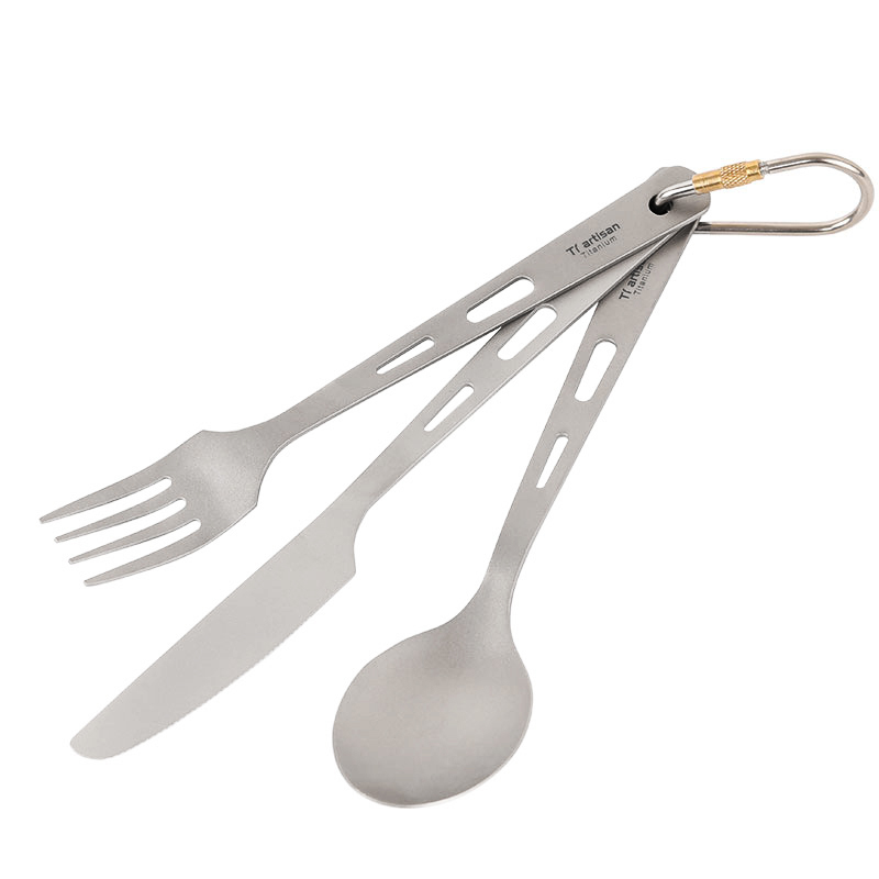 Camping Cooking And Eating Set - Tiartisan 3 Stuks Kookgerei Kit Titanium