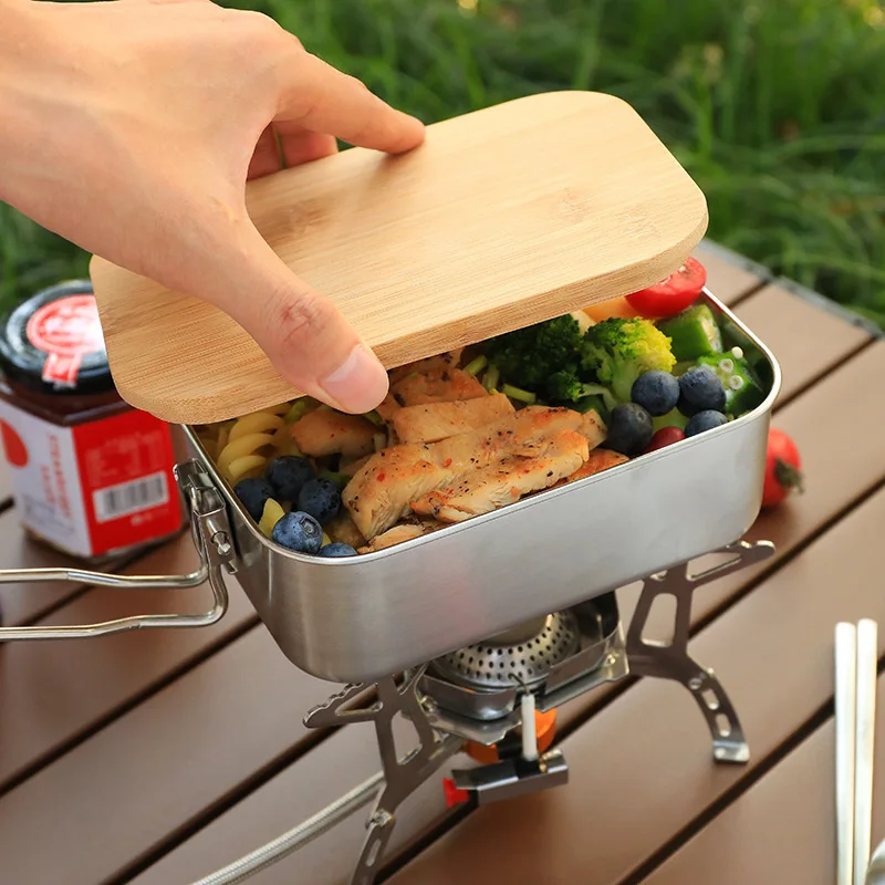 Mess Kit Titanium - Lunchbox van roestvrij staal 304, draagbare