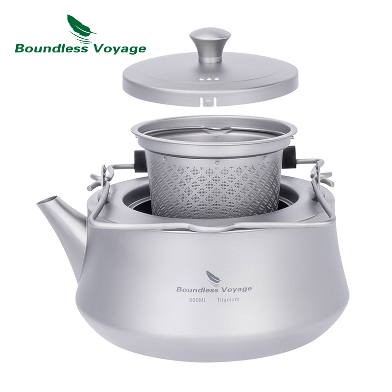 Mess Kit Titanium - Boundless Voyage 800ml Titanium Ketel Camping