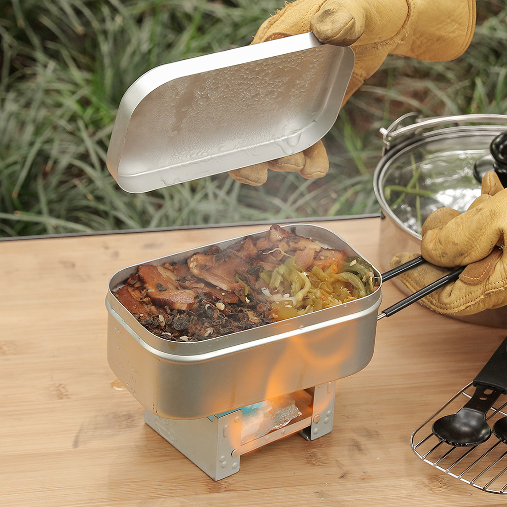Camping Cooking Box Set - Aluminium puinhoopset voor buiten, stoomrek-fornuisset, draagbaar