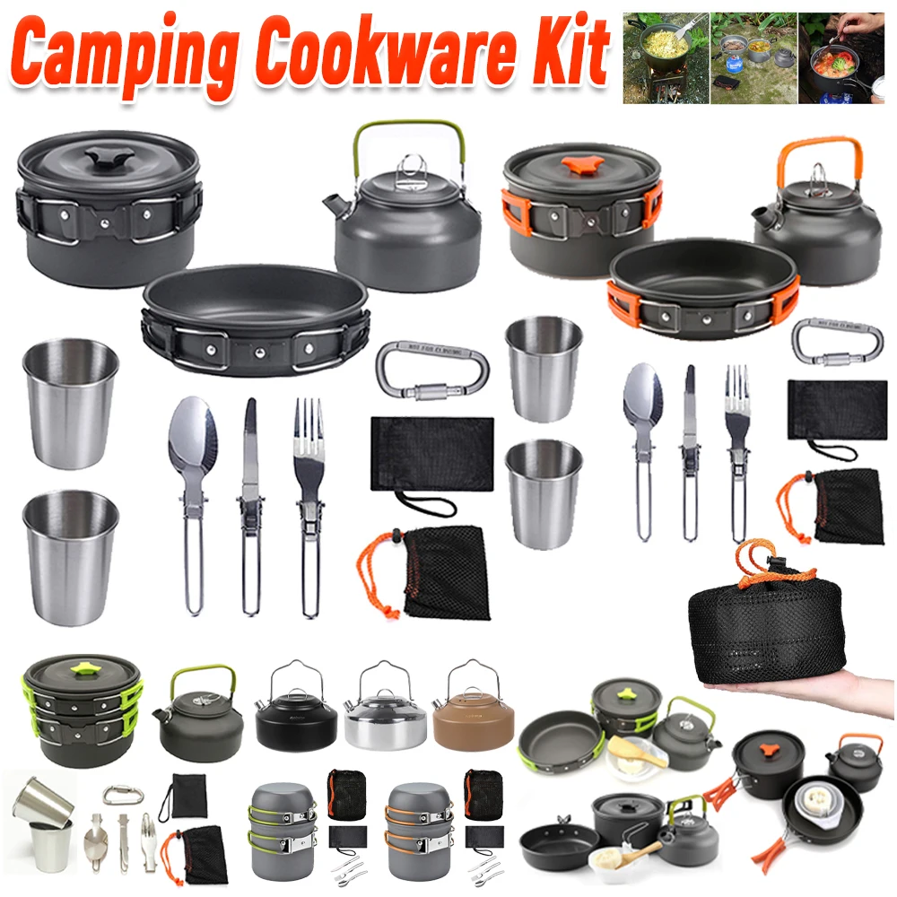 Camping Outdoor Cooking Set - Campingkookgerei Set Ketel Pot Pan Kookset