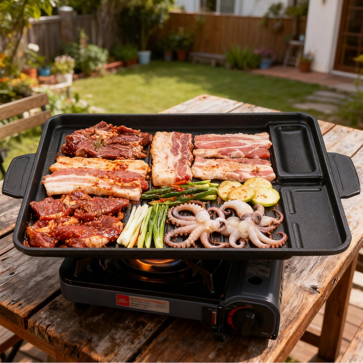 Camping Cooking Range - Koreaanse grillplaat van aluminium met titaniumcoating,