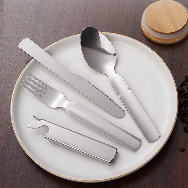 4 stks/set Draagbare Rvs Combi - Camping Cooking And Eating Set recensie en prijs