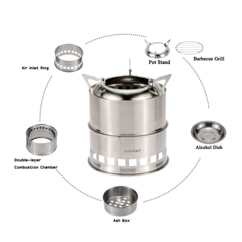 Lixada Roestvrijstalen Houtkac - Camping Cooking System recensie en prijs
